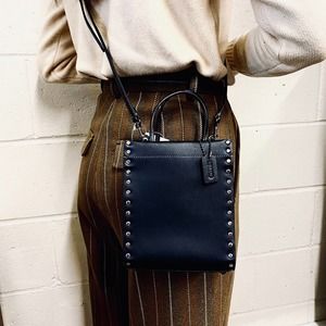 Coach CE729 Mini Cashin Tote With Crystal Rivets IN BLACK